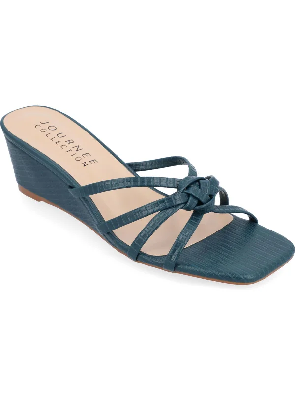 Blayke Womens Faux Leather Slip-On Wedge Sandals Sustainable Shoe Design  