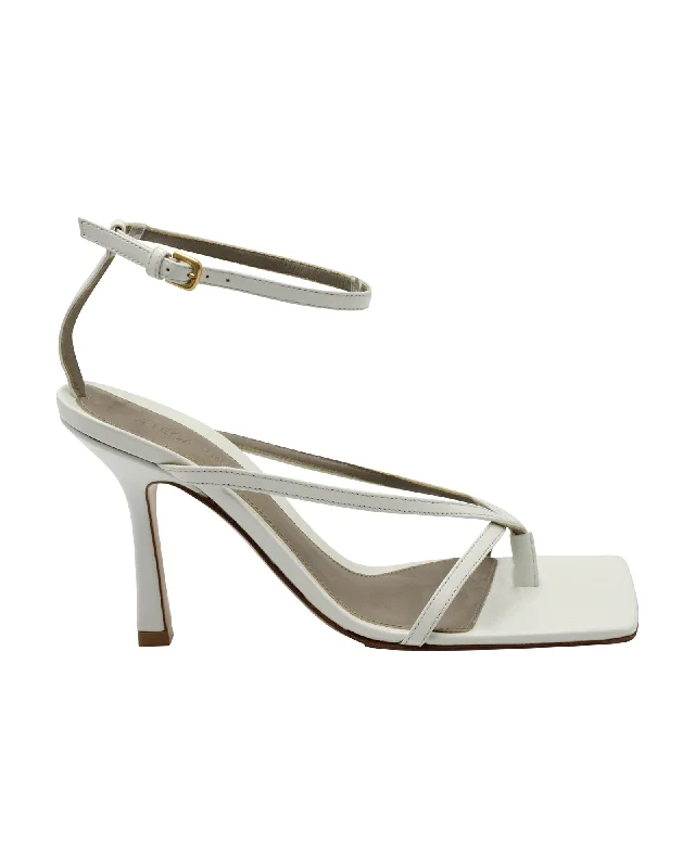 Bottega Veneta Stretch Ankle Strap Sandals in White Leather Two - Tone Shoe Design  