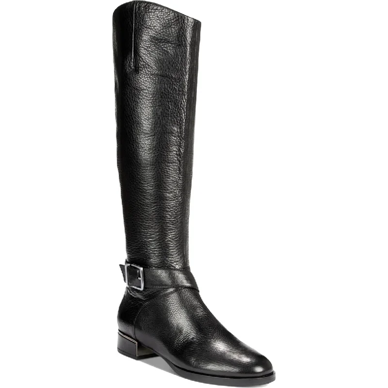 Branden Buckle Womens Leather Knee-High Riding Boots Paisley Print Shoe Design  