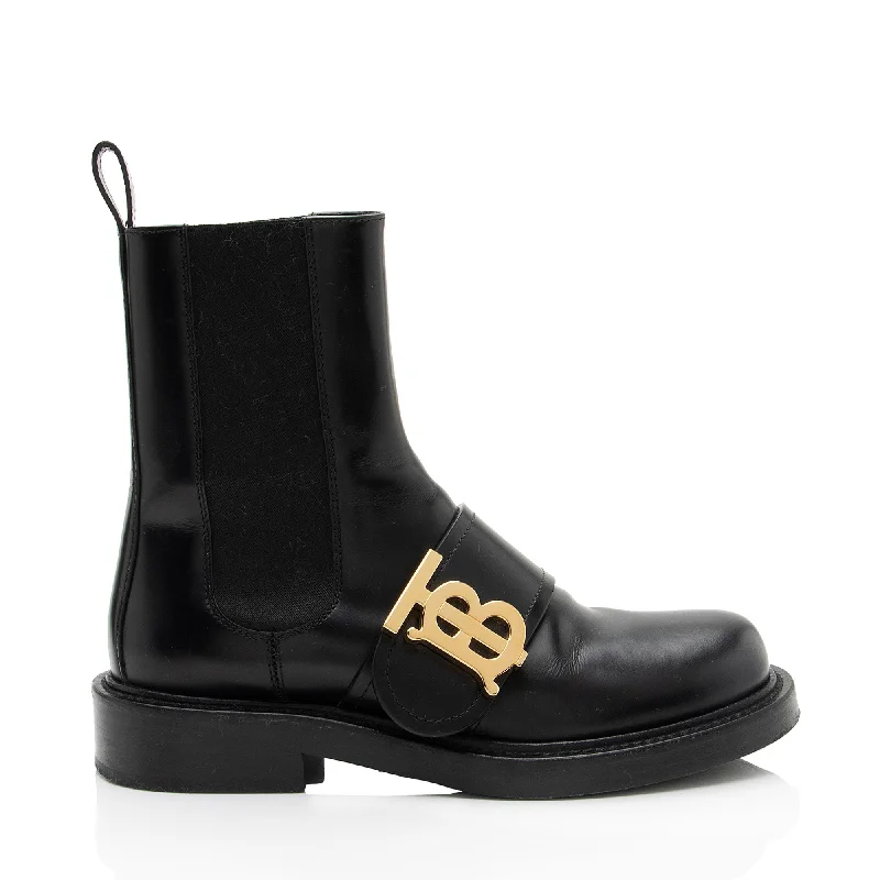 Burberry Leather TB Chelsea Boots Minimalist Sneaker Style  