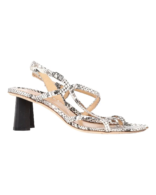 By Far Brigette Snake-effect Slingback Sandals in Multicolor Leather Upcycled Shoe Look  