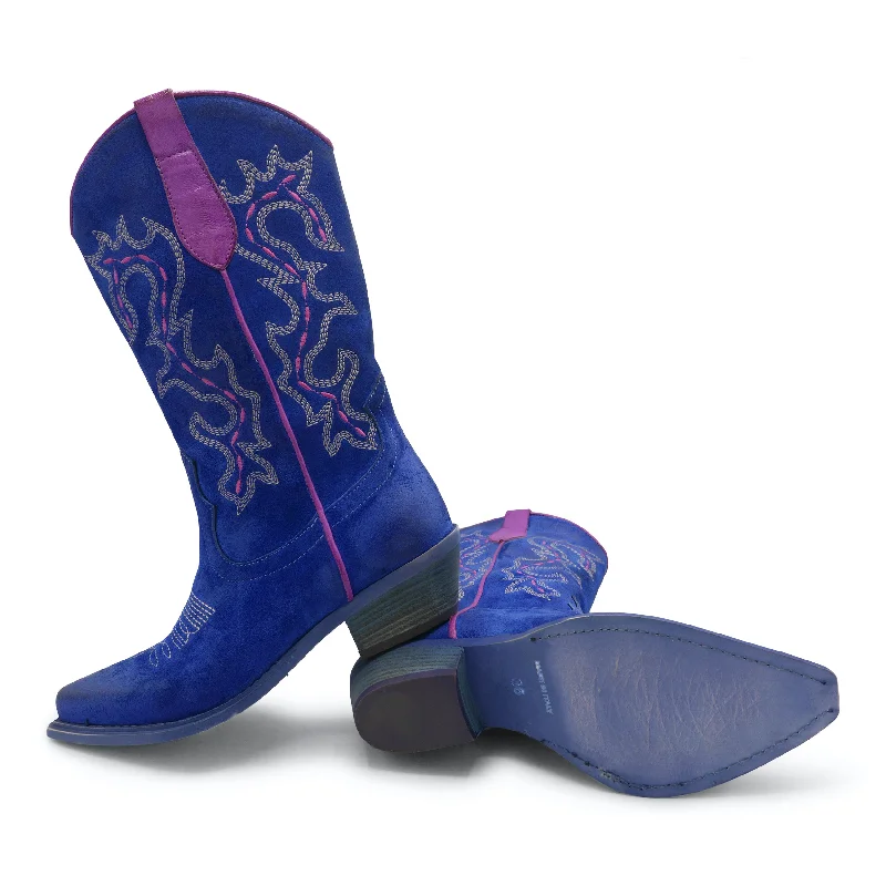 CEFAL - Blue Suede/ Pink Rubber - Sole Plimsoll Look  