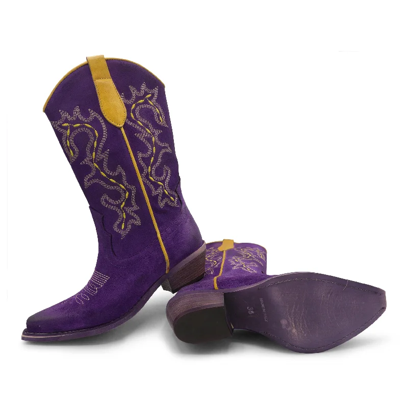 CEFAL -Purple Suede/Yellow Loose - Fit Slipper Style  