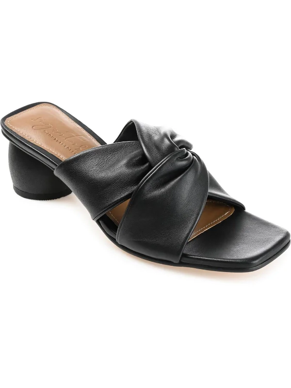 Charlize Womens Leather Square Toe Block Heel Tech - Inspired Sneaker Look  