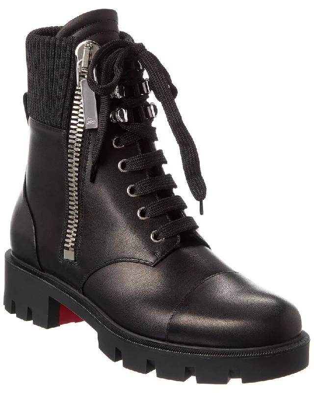 Christian Louboutin En Hiver Lug Leather Boot Metallic Trim Shoe Design  