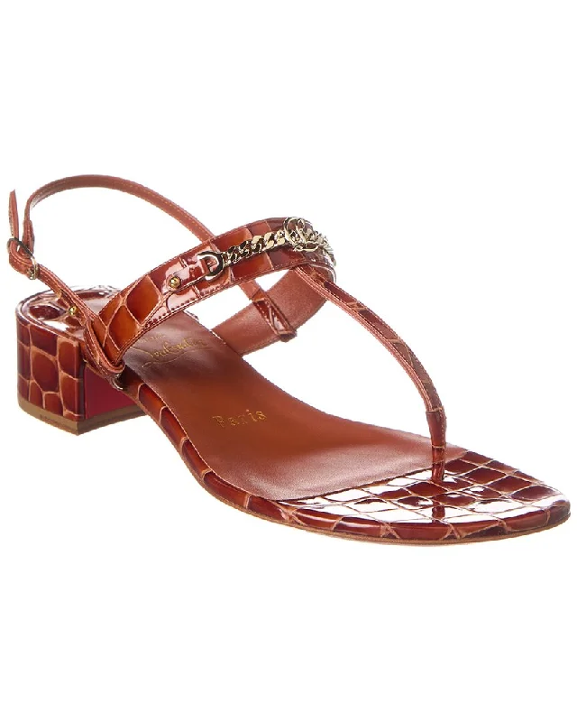 Christian Louboutin MJ Thong 25 Alligator-Embossed Leather Sandal Chunky Platform Sneaker Style  
