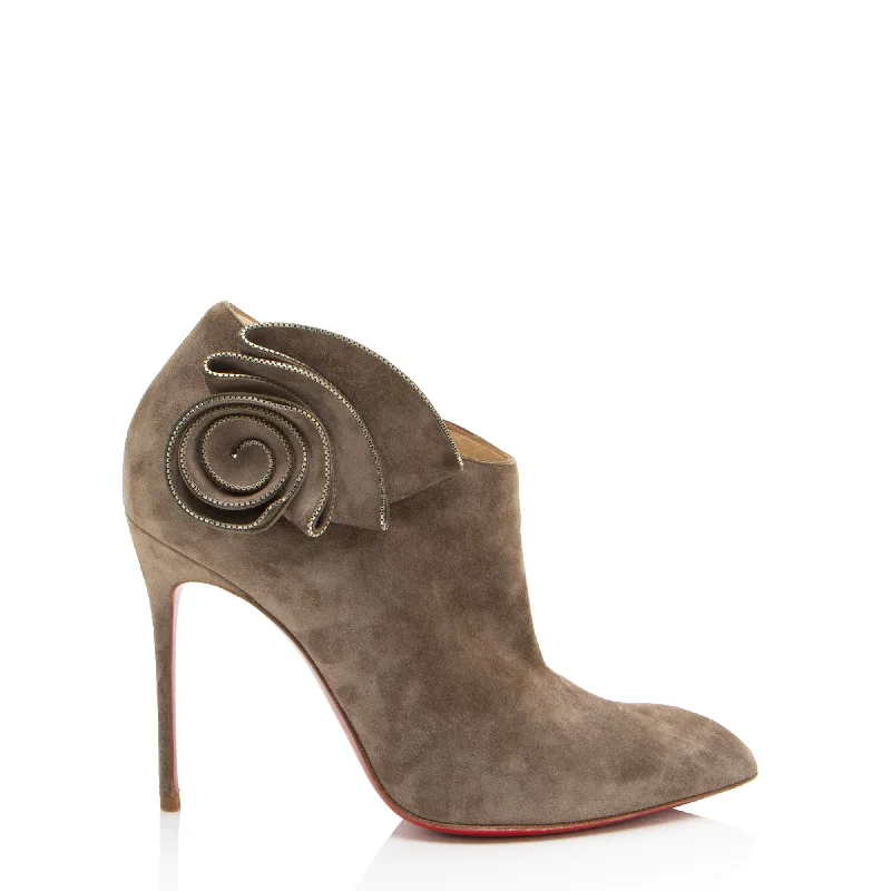 Christian Louboutin Suede Mrs Baba Ankle Boots Retro Plimsoll Style  