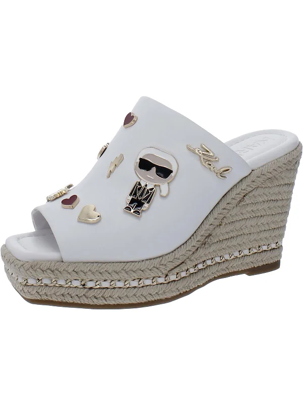 Corissa Pins Womens Leather Peep-Toe Espadrilles Suede Desert Boot 