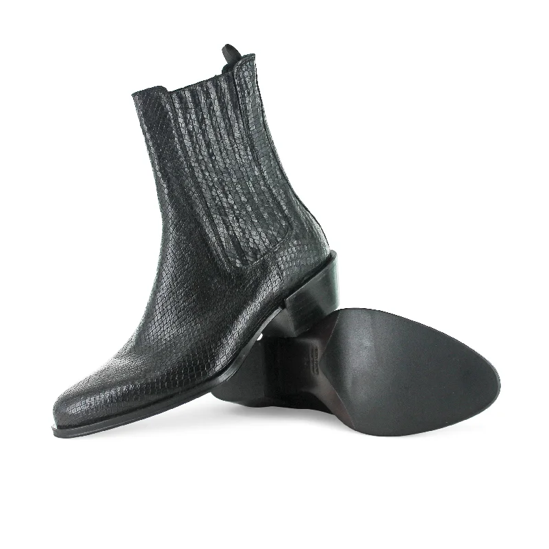 D340 - Black Pitone Chelsea Hiking Boot Durability Style  