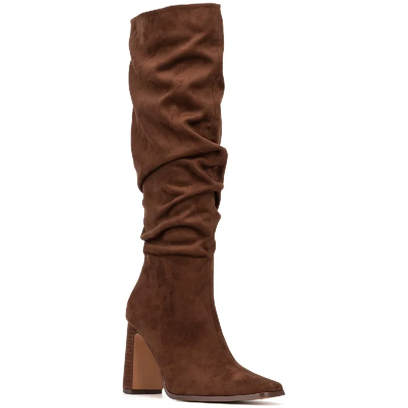 Damaris Womens Slouchy Faux Suede Knee-High Boots Sustainable Shoe Design  