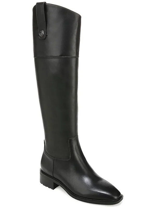Drina ATH Womens Leather Bock Heel Knee-High Boots Beaded Moccasin Design 