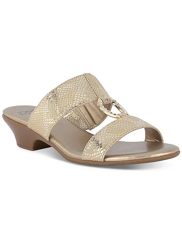 Eanna Womens Embellished Slip-On Wedge Sandals Brogue Oxford Aesthetic 