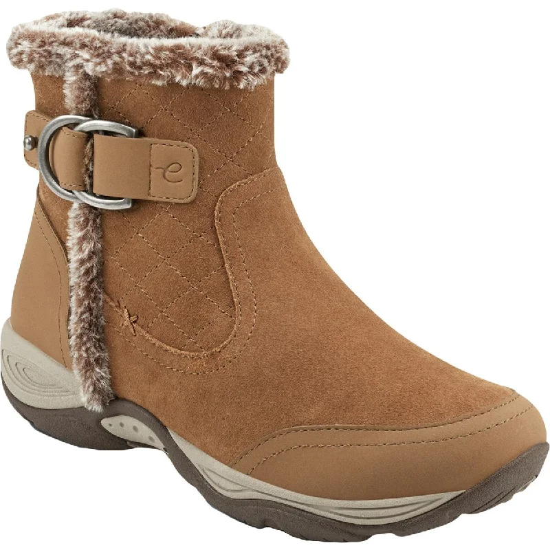 Ember Womens Ankle Faux Fur Lined Winter Boots Distressed Leather Shoe Style  