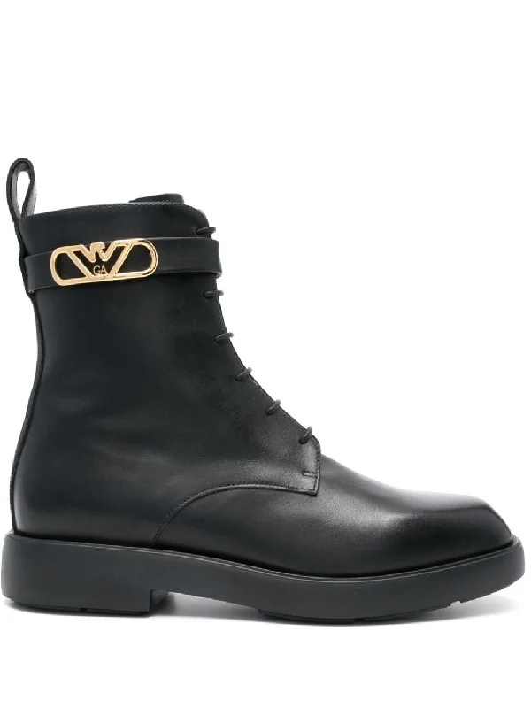 Emporio Armani Women's Capsule Boots Leather Driving Shoe Style  