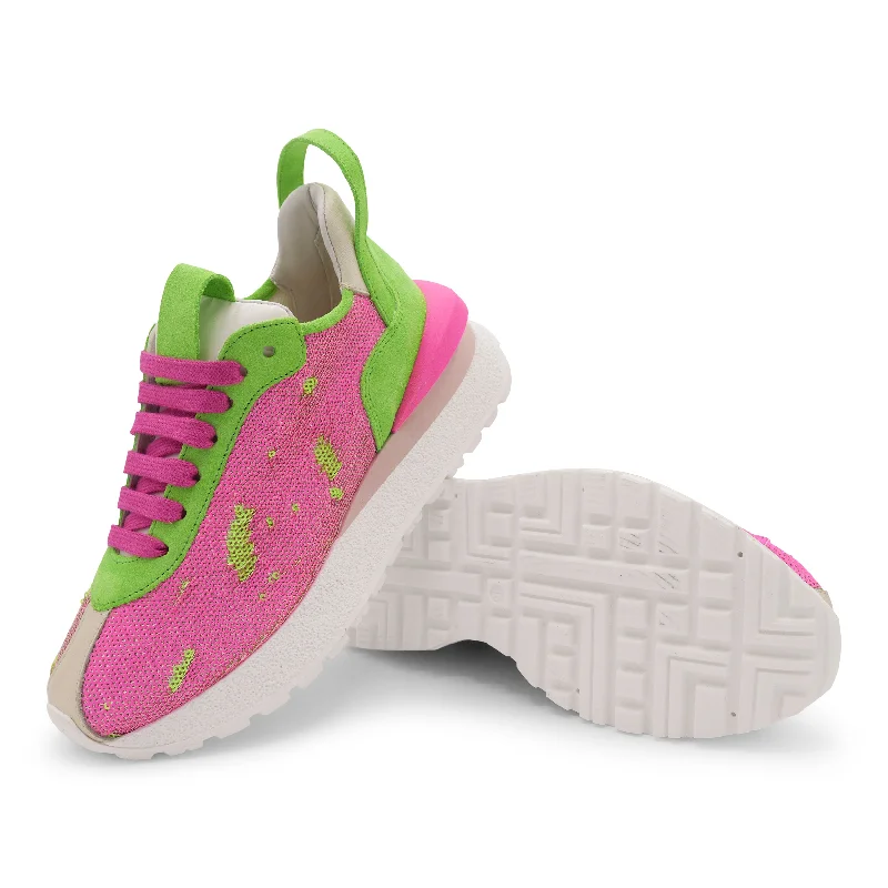 F937K2 - Pink/ Lime Reversible Sequins Hip - Hop Sneaker Style  