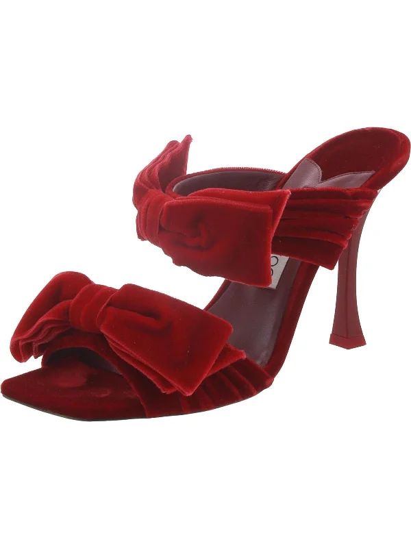 Flaca Womens Velvet Bow Slide Sandals Checkered Shoe Pattern Look  