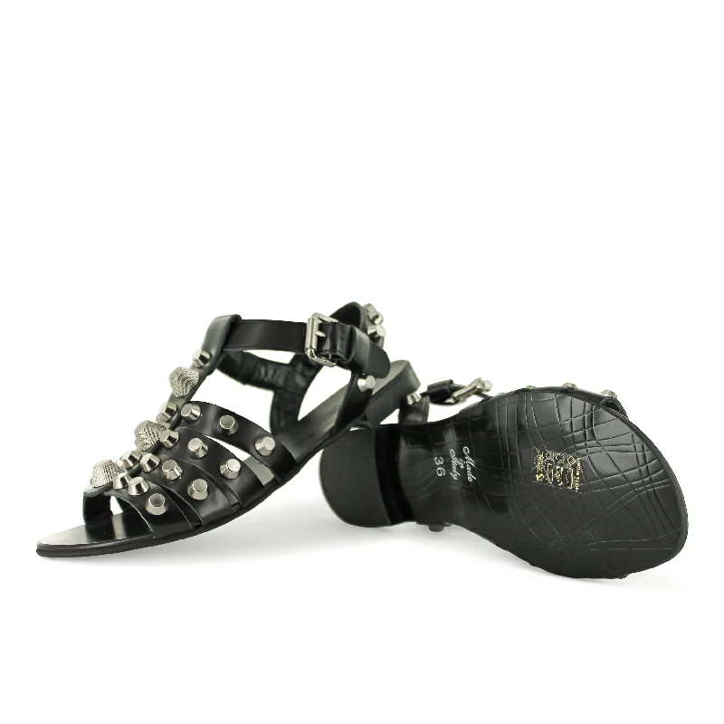 FLATX9 - Silver Gladiator Rockstud Upcycled Shoe Look  