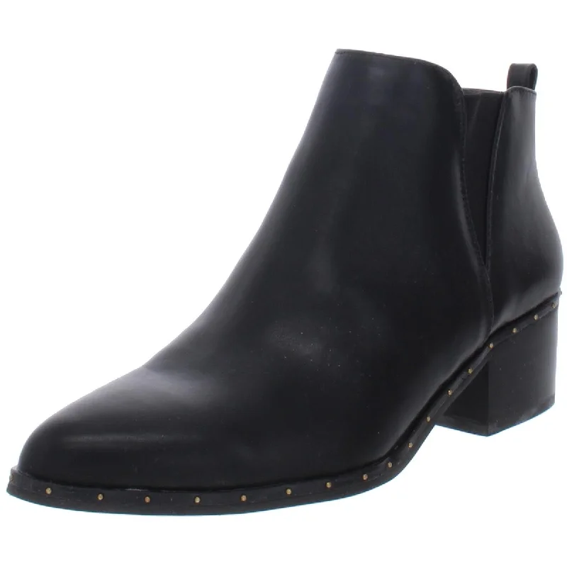 Gabby Womens Leather Studded Booties Striped Shoe Style  