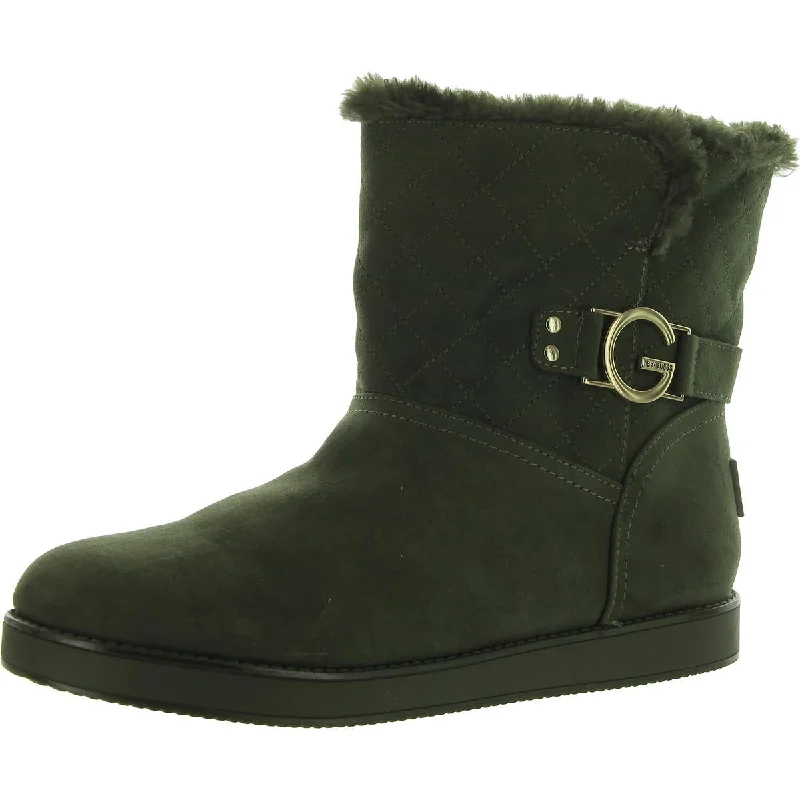 GGALESSA Womens Faux Leather Faux Fur Winter & Snow Boots Desert Boot Utility Style  