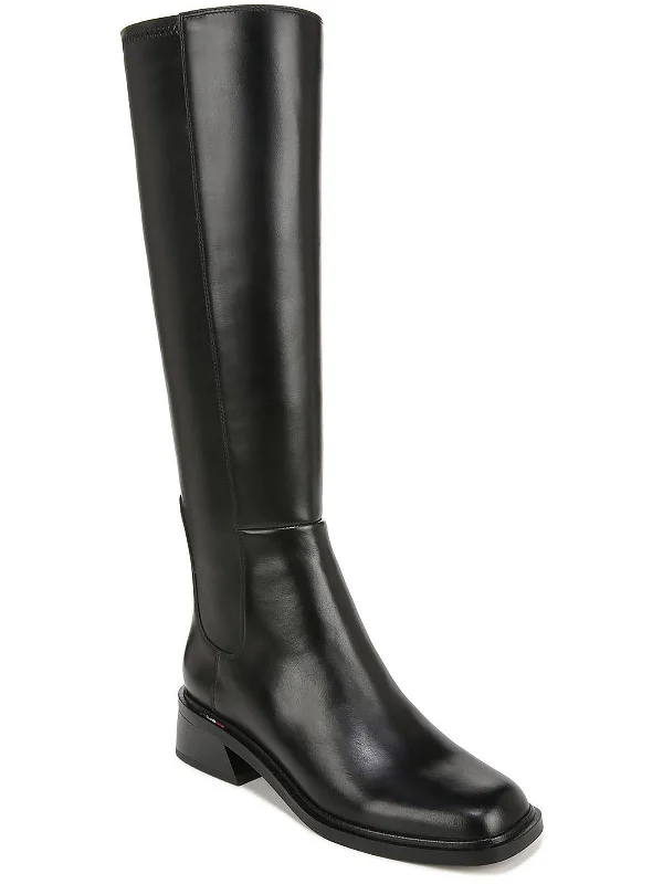 Giselle Womens Leather Wide Calf Knee-High Boots Buckle -