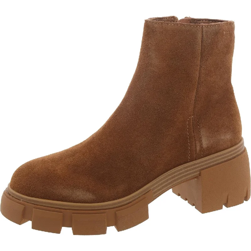 Halt Womens Suede Block Heel Ankle Boots Performance Running Sneaker Look  