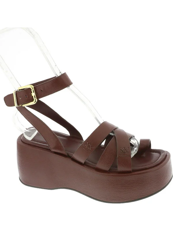 Hazel Womens Toe Loop Ankle Strap Platform Sandals Beaded Moccasin Design 