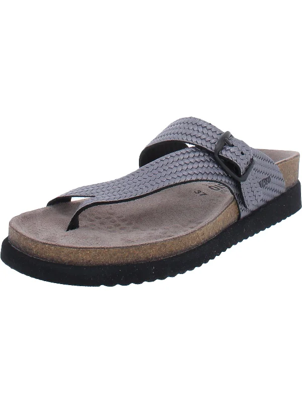 Helen Womens Leather Slides Thong Sandals Business Monk Strap Style  