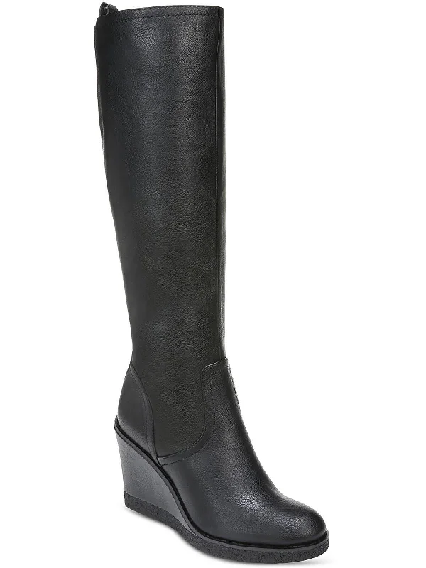 IGGY Womens Faux Leather Pull On Wedge Boots Striped Shoe Style  