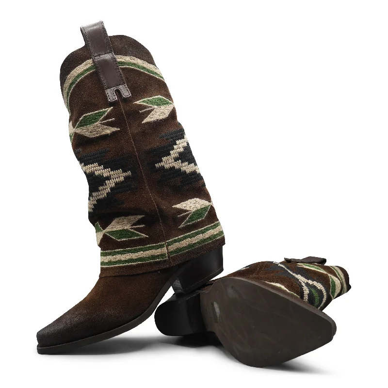IZEL - Brown/Green Aztec Boot Hip - Hop Sneaker Style  