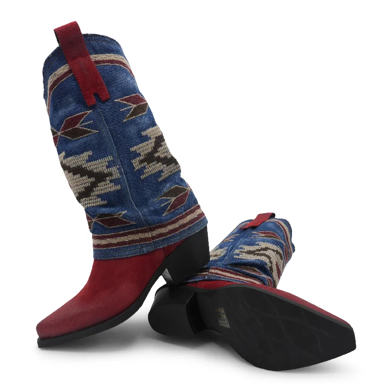 IZEL - Red/Denim Jeans Aztec Boot Ivy League Loafer Look 