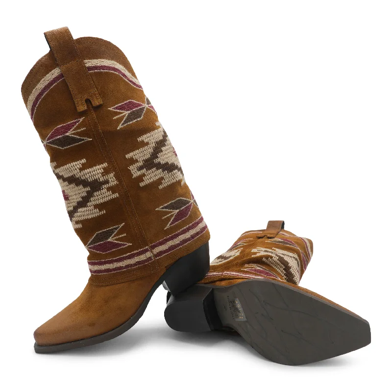 IZEL - Tan Brown Aztec Boot Suede Desert Boot 