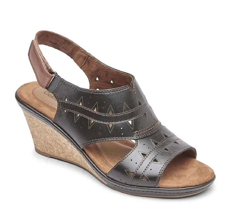 Janna Perf Sling Sandal In Black Desert Boot Utility Style  