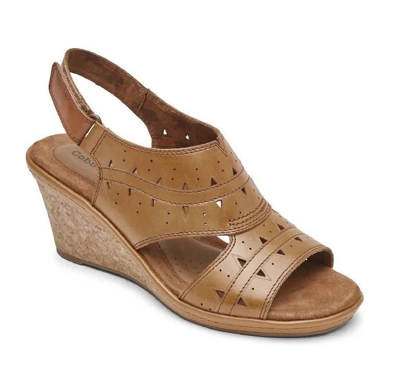 Janna Perf Sling Sandal In Tan Retro Basketball Sneaker Design  