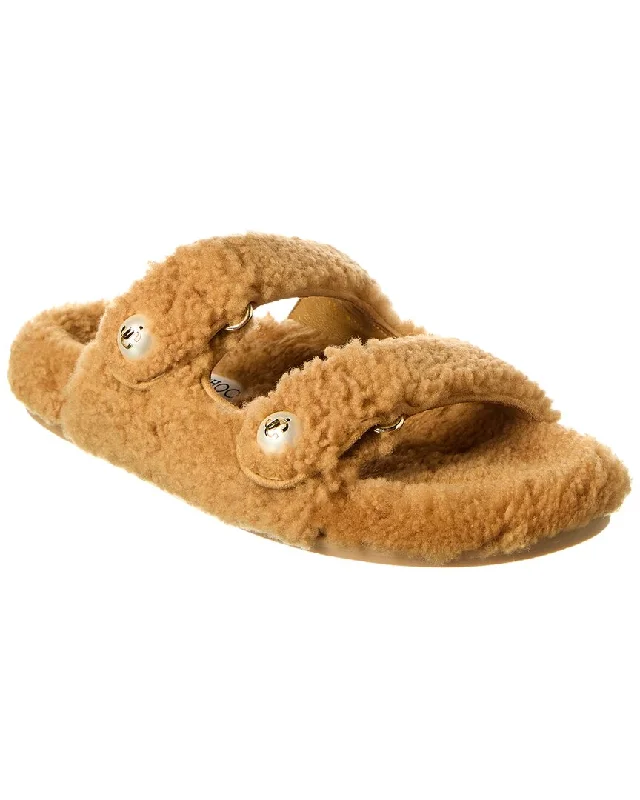 Jimmy Choo Fayence Shearling Sandal Aesthetic  