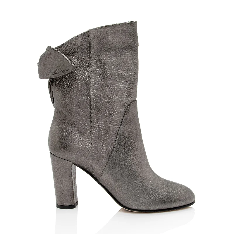 Jimmy Choo Metallic Calfskin Malene Boots Memory - Foam Slipper Look  
