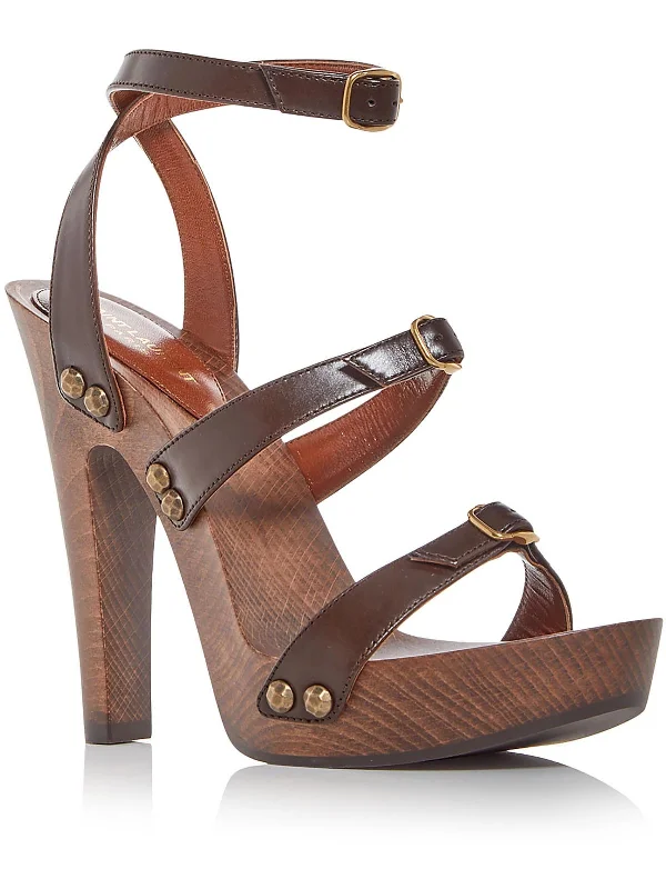 JOAN 100 Womens Leather Ankle Strap Platform Sandals Paisley Print Shoe Design  