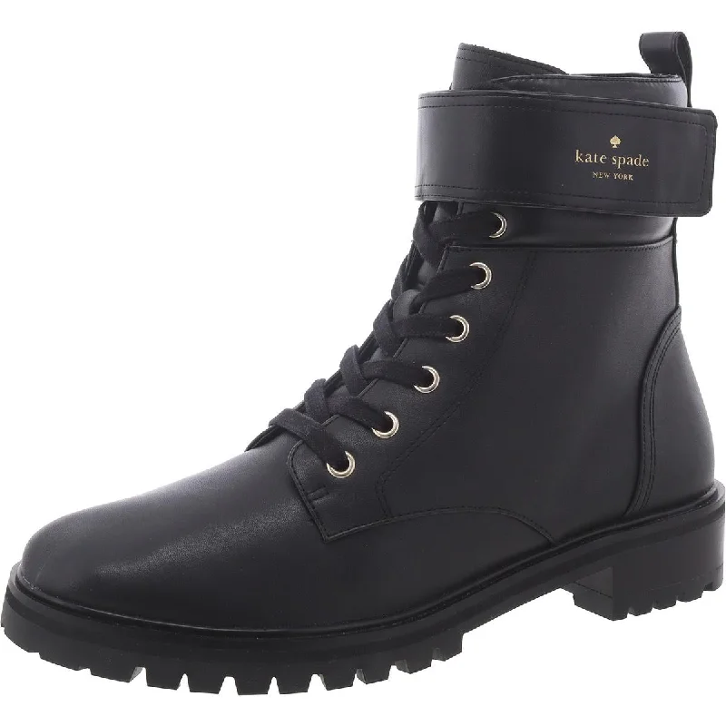 Joplin Womens Leather Comfort Combat & Lace-Up Boots Quilted Shoe Design  
