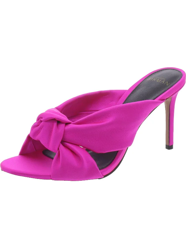 KACEY 85 Womens Satin Square toe Mule Sandals Strap - Up Sandal Resort Style  