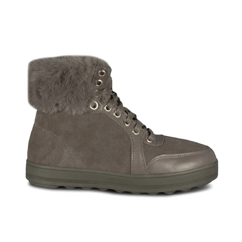 Ladies Jamie Fur Sneaker In Gray Neon - Accent Sneaker Look  
