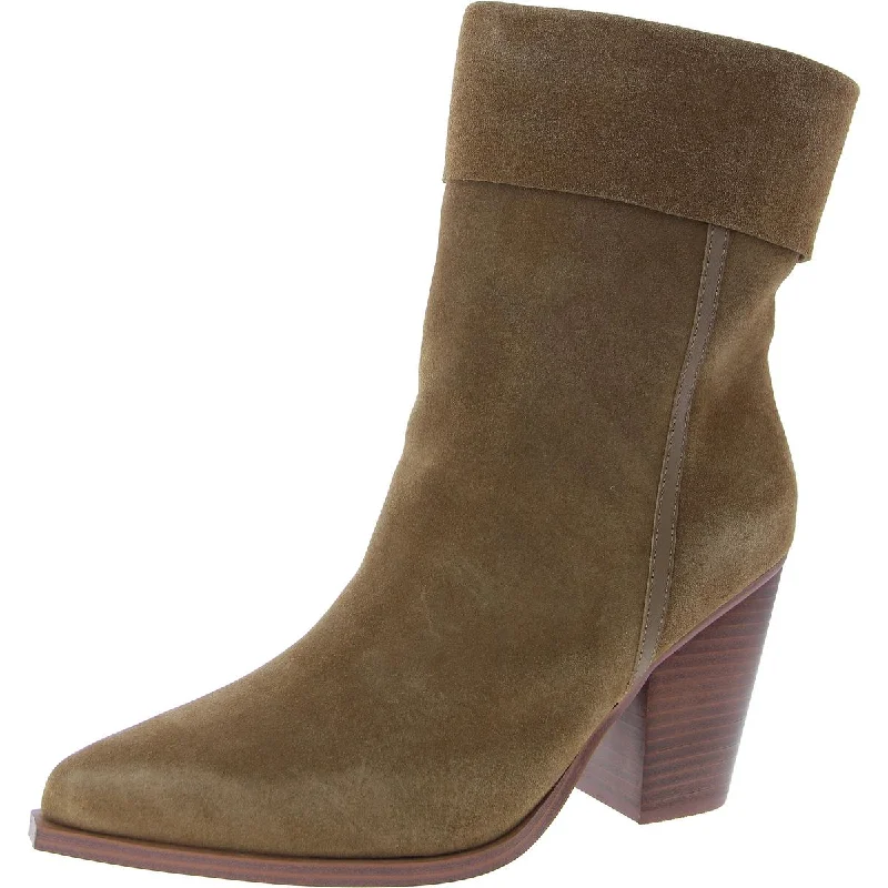 Latasha Womens Suede Pull On Mid-Calf Boots Business Monk Strap Style  