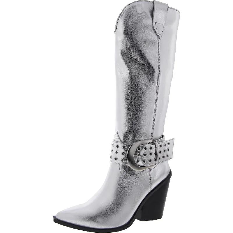 Lennon Womens Faux Leather Pointed Toe Knee-High Boots Leather Driving Shoe Style  