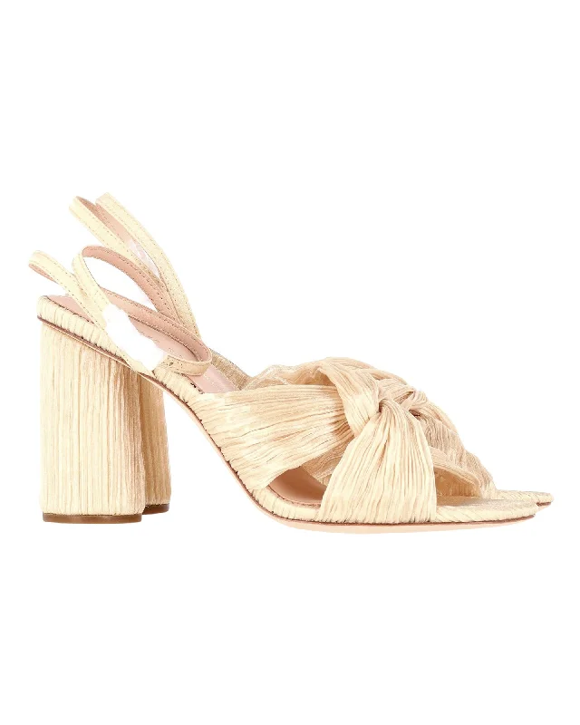 Loeffler Randall Reed Pleated Twist Sandals in Cream Organza Ivy League Loafer Look 