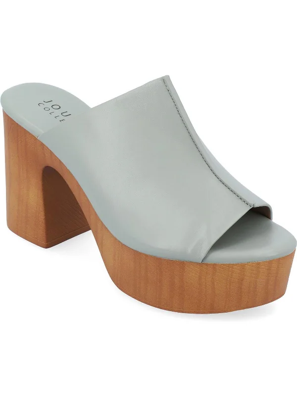 Lorenza Womens Supercomff Faux Leather Block Heel Metallic Trim Shoe Design  