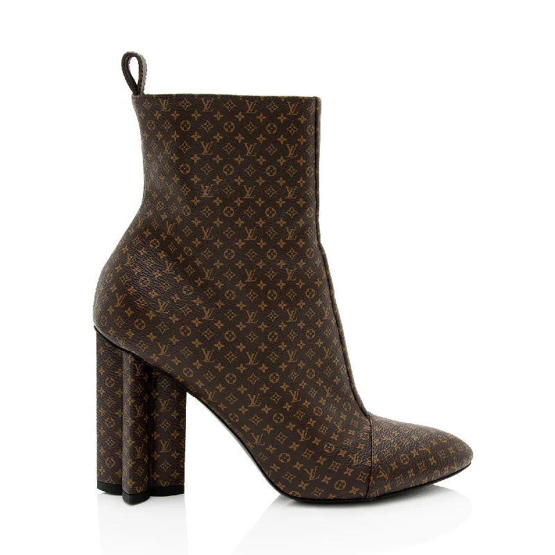 Louis Vuitton Nano Monogram Canvas Silhouette Ankle Boots Striped Shoe Style  