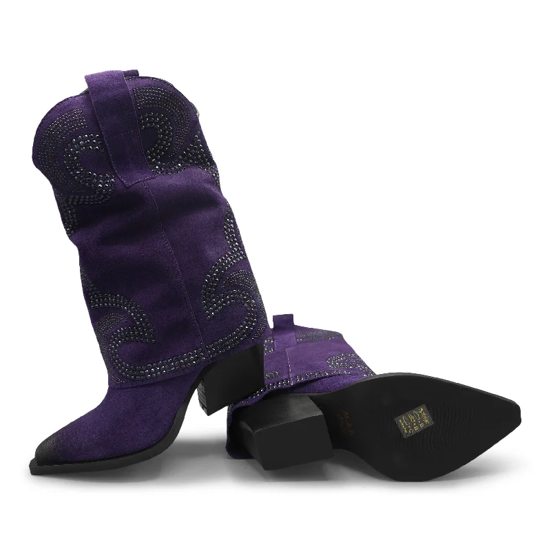 M690M24 - Viola Sparkle Shark Fold Over Art Deco - Inspired Shoe Look  