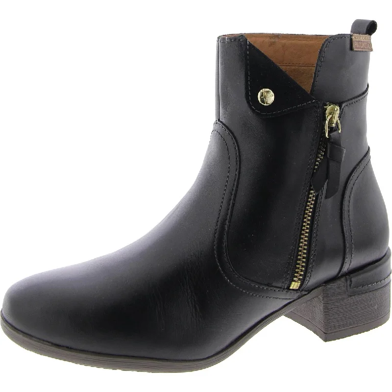 MALAGA  Womens Leather Zip up Closure Ankle Boots Art Deco - Inspired Shoe Look  