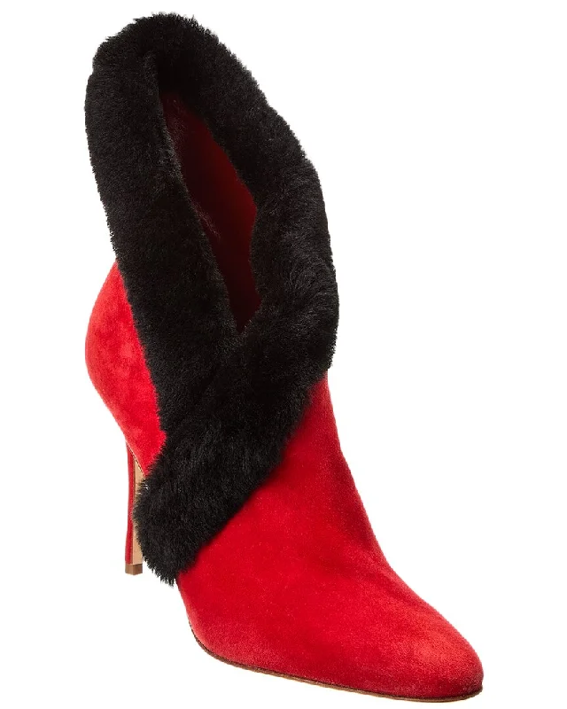 Manolo Blahnik Nestanu 105 Suede Boot Inflatable Shoe Look 