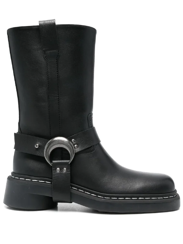 Marine Serre Women's Boots Single - Buckle Monk Look  