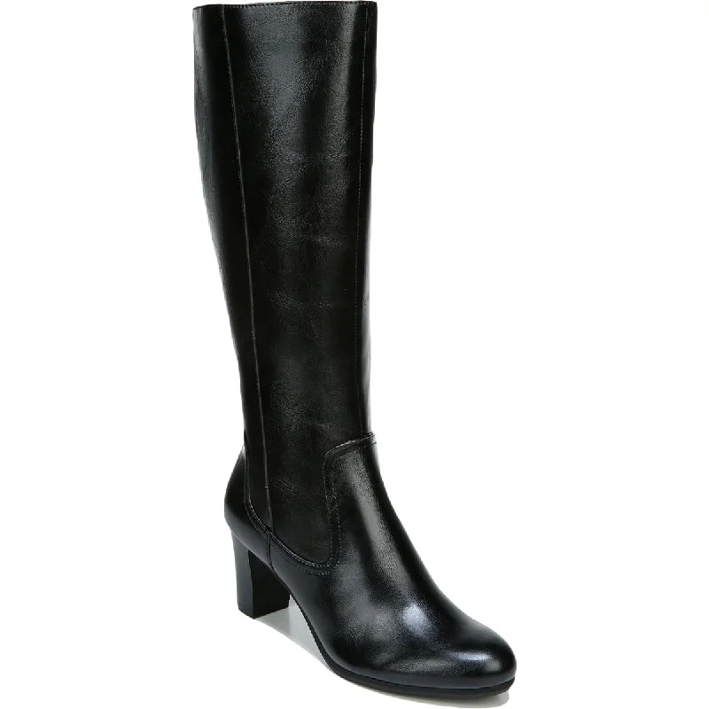 MIssy Womens Faux Leather Medium Heel Knee-High Boots Tassel Driving Shoe Look 