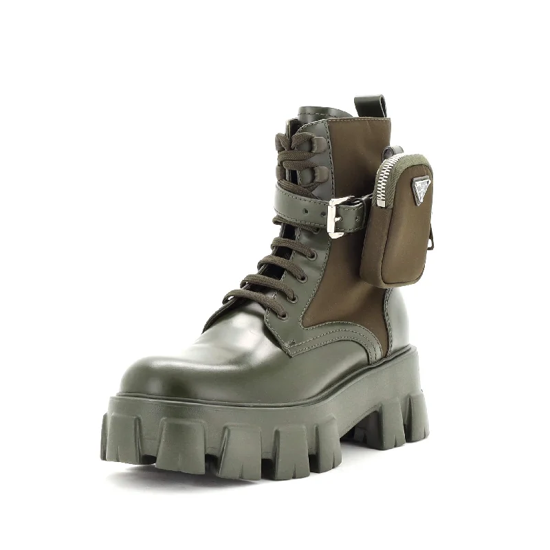 Monolith Combat Boots Leather and Nylon Retro Basketball Sneaker Design  